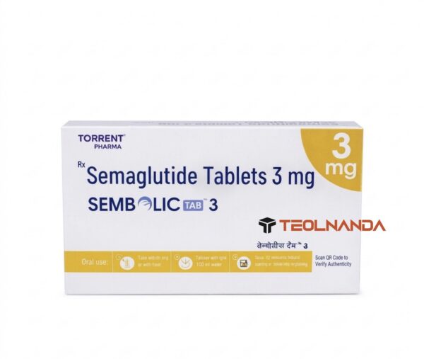 IMG_1125 | 털난다몰-에프페시아·두타놀 탈모약 직구, 99%가 모르는 최저가 비밀 Box of Semaglutide Tablets 3 mg (Semblic Tab 3) with yellow 3 mg label, TeolNanda branding visible on the front.
