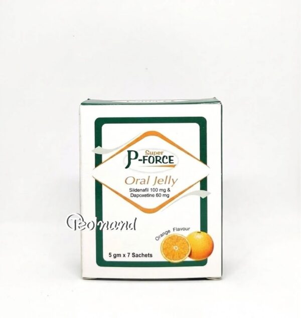 IMG_1546 | 털난다몰-에프페시아·두타놀 탈모약 직구, 99%가 모르는 최저가 비밀 Box of P-Force Oral Jelly for ED/PE with orange flavor; sildenafil 100 mg and dapoxetine 60 mg per sachet, 5 g x 7 sachets (front view).